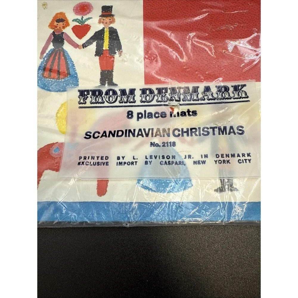 Vintage Caspari Scandinavian Christmas -Set of 8 Paper‎ Placemats-Unopened